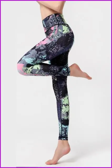 High Waist Printed Stretchy Yoga Pants F944