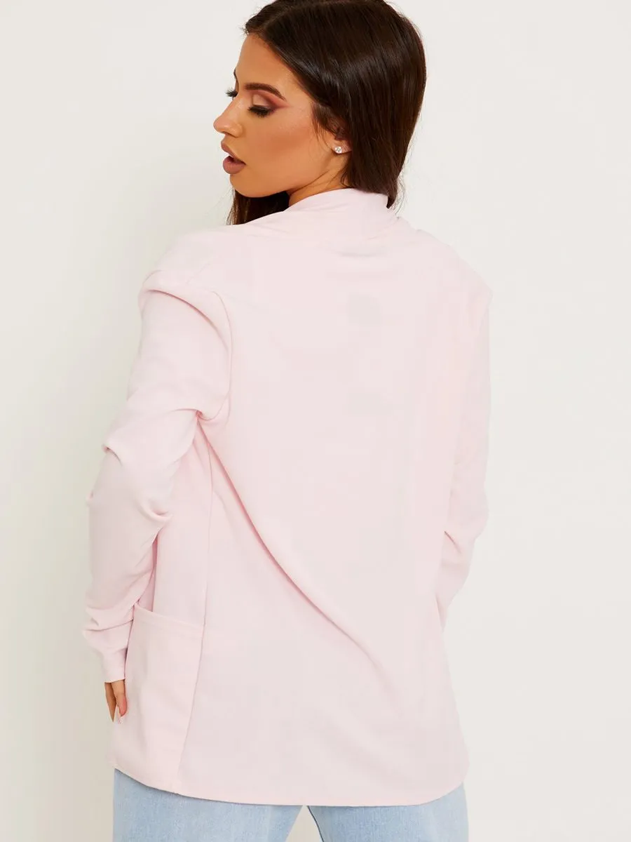 Kris Textured Open Blazer In Pink