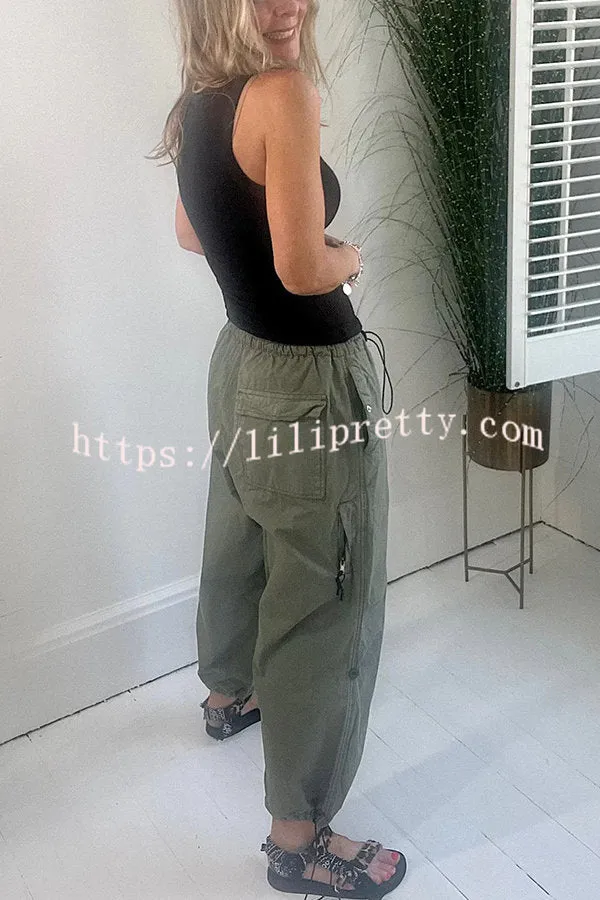 Lilipretty Street Style Drawstring Elastic Waist Pocketed Cargo Pants