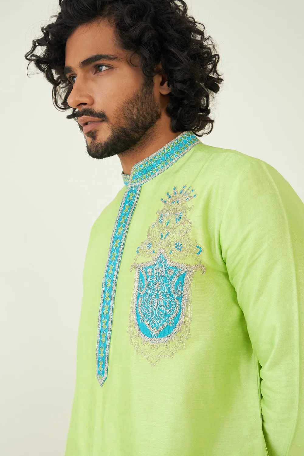 Parvez Color Block Embroidered Kurta Set