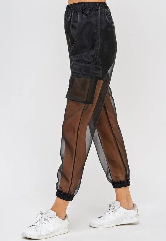 SHEER CARGO JOGGER PANTS