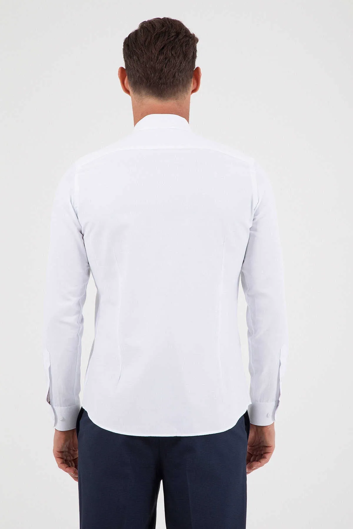 Slim Fit Cotton Blend White Dress Shirt